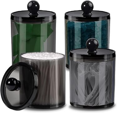 Органайзер для ватних дисків та паличок AIMIXUN, набір 2 шт, чорний, для ванної кімнати