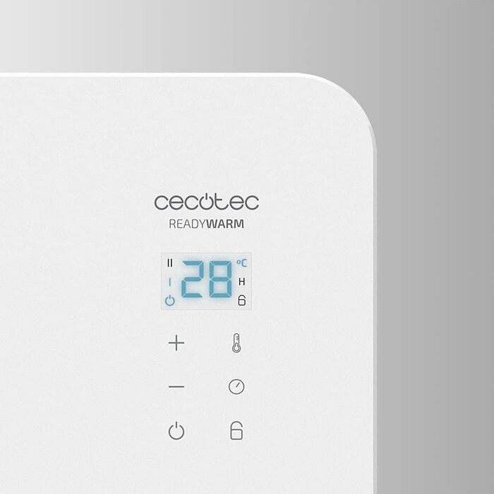 Конвектор Cecotec Ready Warm 6670 Crystal Connection з скляною панеллю, 1000 Вт, WiFi, термостат, таймер, підставка, для ванної кімнати (IP24), тихий, білий