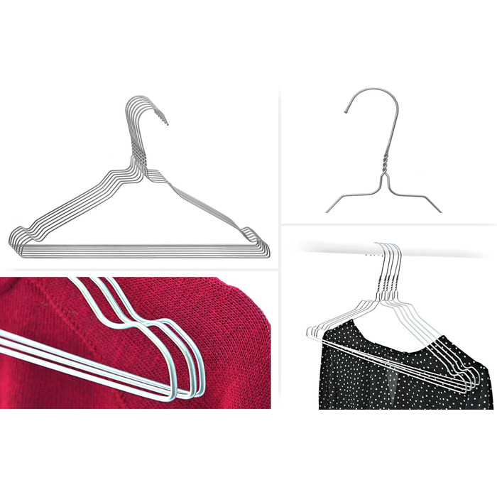 Skippy's 100 Wire Hangers Silver Wire Clothes Hangers - with Notches - for Home Use, Dry Cleaning, Retail Notched