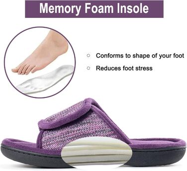 Домашні тапочки RockDove з регульованою застібкою та піною з пам'яті, 40/41 EU, баклажановий