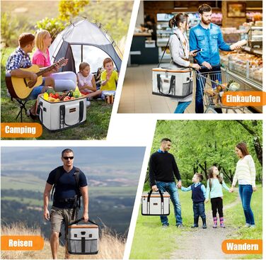 Сумка-холодильник INSMEER 48L для пікніків, кемпінгу та пляжу (сіра)