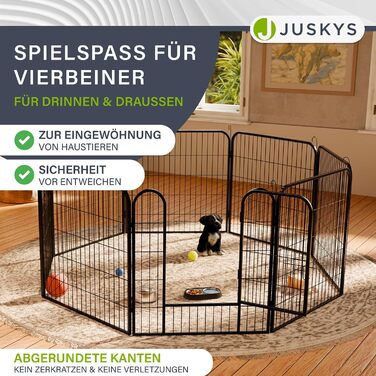 Клітка-вольєр для цуценят Juskys Welpenauslauf Plus 160x160x80 см - металевий вольєр для собак, кроликів та дрібних тварин з дверцятами