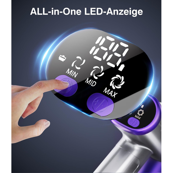 Бездротовий акумуляторний пилосос V8 з дисплеєм, 450 Вт, 40000 Па, до 50 хв роботи, автоматичний режим, антизаплутувальна щітка для килима, твердого покриття та шерсті тварин