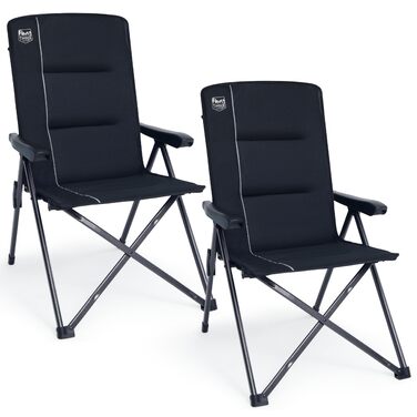 Кампінговий стілець розкладний Timber Ridge 2 шт, чорний, з високою спинкою, 3 положення, до 160 кг, широкий сидіння 57 см, для кемпінгу, балкону, дачі