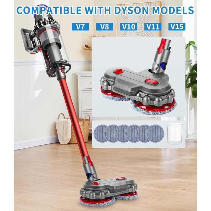 Насадка для миття підлоги Dyson V7/V8/V10/V11/V15, замінні частини, електричний мийник з баком, контейнер та 6 насадок
