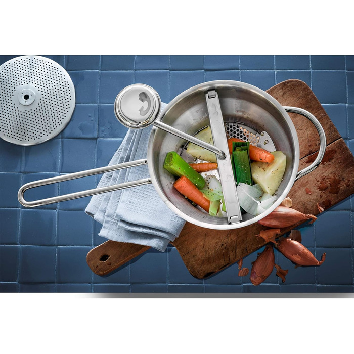 Прес для овочів і фруктів WMF Gourmet, 3 насадки, 19x11,5 см, нержавіюча сталь Cromargan, розбірний