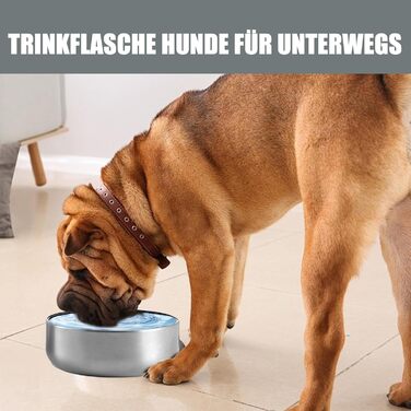 Портативна собача пляшка для води з мискою 950 мл – ізольована сталева фляга для собак, BPA-free для подорожей та прогулянок (Сірий, L)