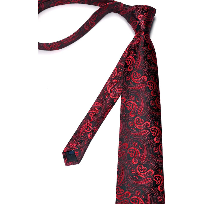 Чоловіча краватка Enlision Paisley, комплект з нагрудною хусткою та запонками, формальна, бізнес, червоно-чорна