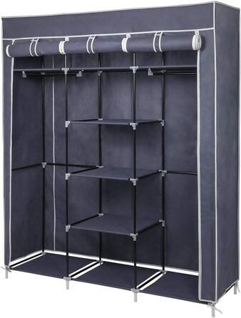 Wardrobe, Fabric Closet for Bedroom, Fabric Wardrobe, Large Storage Space, Sturdy Wardrobe, for Bedroom, Dressing Room, 150x45x175cm, Grey