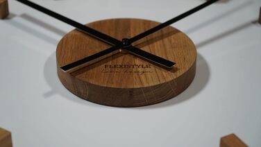 FLEXISTYLE 3D Wall Clocks DIY Oak Large 50-75CM (Thickness 19MM!) for Office Living Room Bedroom Decoration, z54g eco75 d-1-x (Oak/Black 2, HolzSimple)