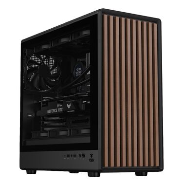 Ігровий корпус Itek Woody W2B ATX Tower, 4 вентилятори 140мм, USB 3.0, Type-C, дерев'яна передня панель, загартоване скло, чорний