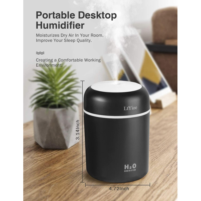 Зволожувач повітря USB міні для авто, офісу, спальні з нічною підсвіткою, автовим.