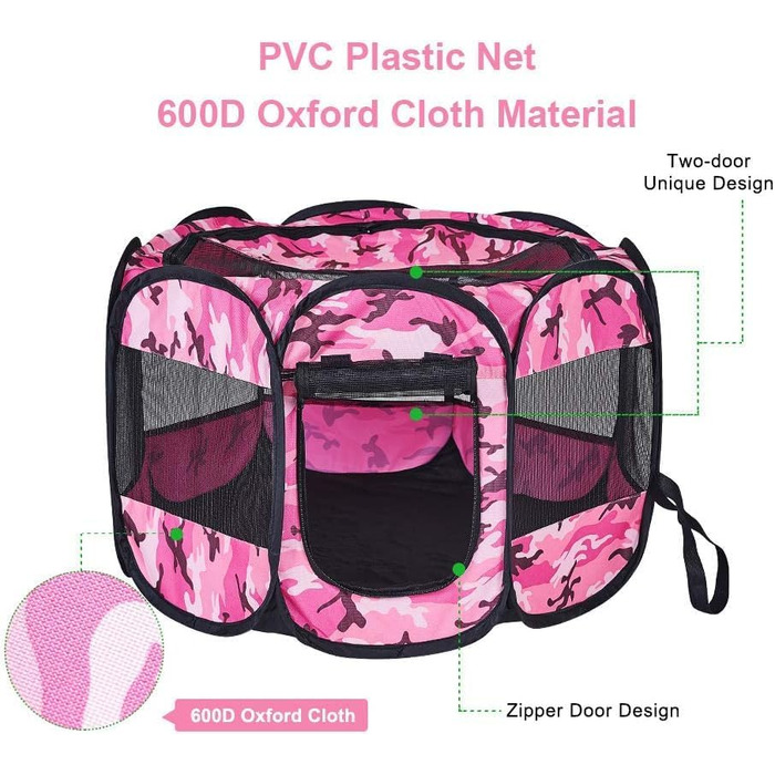 Клітка-манеж для собак та котів XianghuangTechnology, м'який матеріал, портативна, складана, 80 x 58 см (Камуфляж)