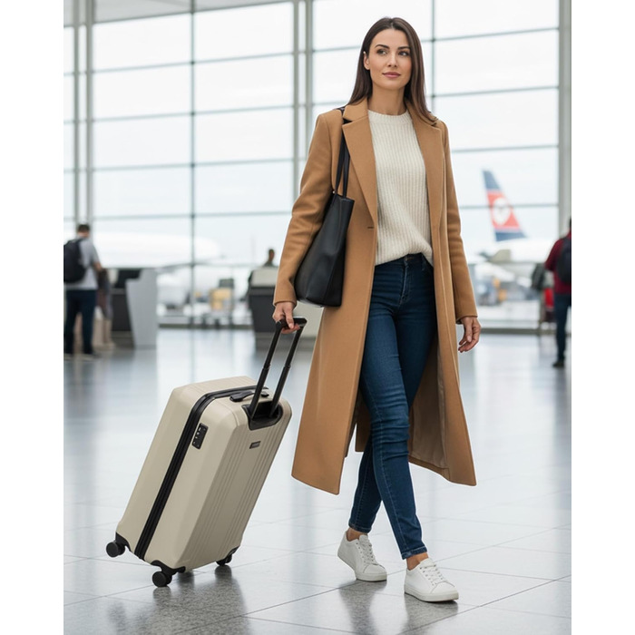 Набір валіз FERGÉ 3 шт. з жорстким корпусом та TSA-замком. Валізи-тролії (Handgepäck, L, XL). Жорсткий корпус, 4 колеса, полікарбонат, колір: Ivory-matt