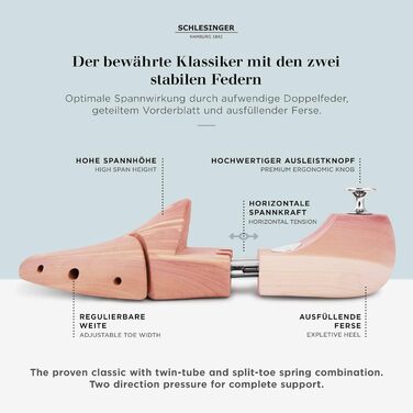Schlesinger - TESTSIEGER - Premium Men's Shoe Trees made of fine cedarwood for optimal shoe care - Kaiser Model - Includes Free Shoe Care E-Book
