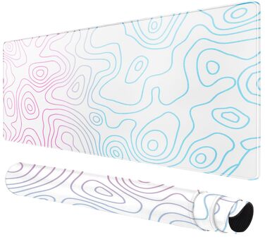 Ігровий килимок для миші Rcege (Dazzle White), 800x400 мм, протиковзкий геймерський підкладник зі прошитими краями