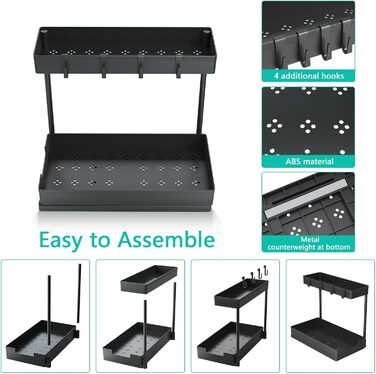 Under Sink Organizer, Bathroom Organizer, 2-Tier Sliding Cabinet Organizer, Narrow Space Under the Sink, Organizer and Storage for Kitchen, Bathroom