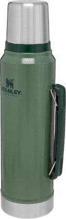Stanley Classic Legendary Thermos Bottle 1L - Thermos Keeps Drinks Hot or Cold for 24 Hours - Stainless Steel Thermos - BPA-Free - Dishwasher Safe - Hammertone Green