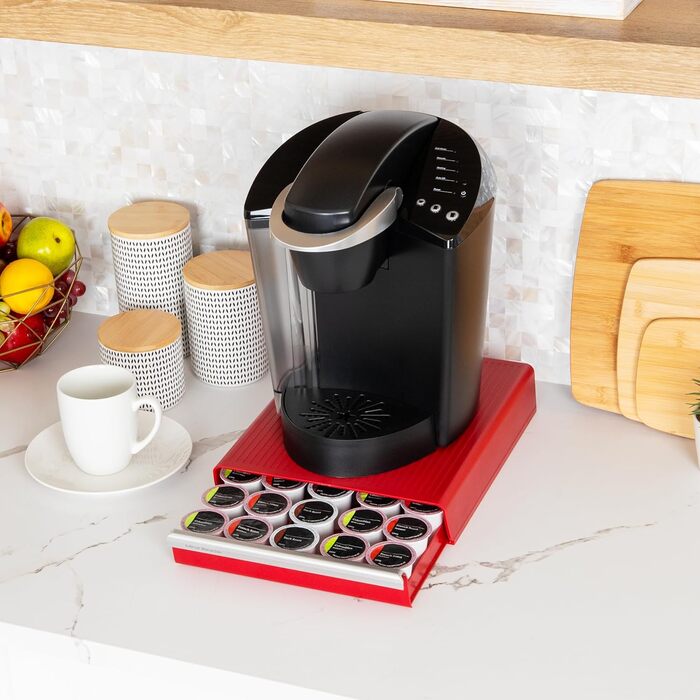 Органайзер для кавових капсул Mind Reader на 30 капсул K-Cup, 35 капсул CBTL, Verismo (Червоний, однотонний, для зберігання)