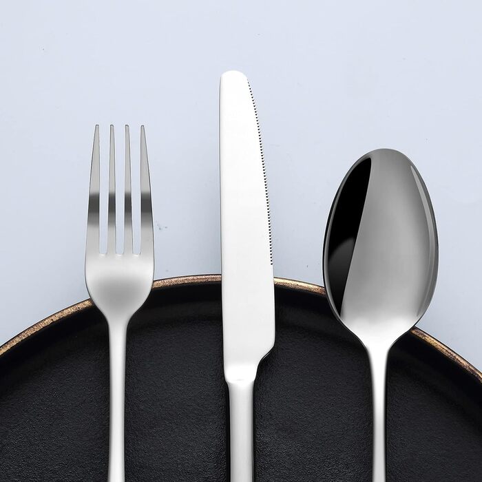 Bestdin Cutlery Set 12 People, 60-Piece Stainless Steel Cutlery Set, Dining Cutlery Set with Knife Fork Spoon, High-Quality Stainless Steel Cutlery, Dishwasher Safe. Silver Polished 60 Piece 60 Piece