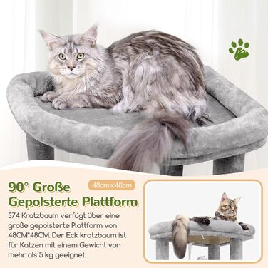 Драбина для котів Globlazer XXL, 188 см, з будиночком, платформами та кошиками. Стабільна, не перекидається, для великих котів, сірий