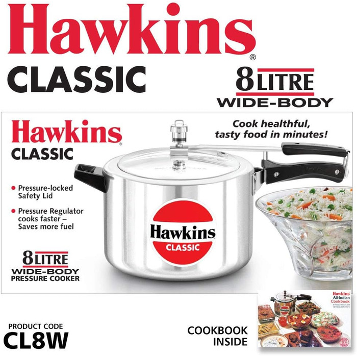 Швидковарка Hawkins Classic CL8W з алюмінію, 8 л, срібна