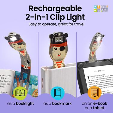 Перезаряджувана LED лампа для читання Flexilight 2-в-1: кліпса для книг, світло для дітей та дорослих, аксесуар для читачів, подарунок для книголюбів