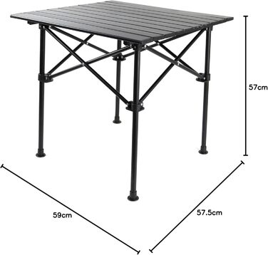 Ондіс24 Складаний столик для кемпінгу, саду та пікніків з алюмінію, 57,5 x 59 x 57 см, 50 кг, Антрацит