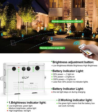 CLY Solar Lamps for Outdoors, Solar Spotlights Garden Light with Remote Control IP66 Waterproof 10 Colors 30 Dynamic Modes Timer Garden Lighting for Gardens Path Christmas Decoration 6 Pieces (Warm White/Natural/Cold White, 6 Pieces)
