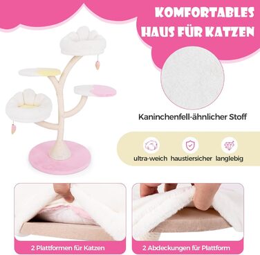 Дерев'яний кігтеточка для котів COSTWAY 165 см з 4 лежаками, печерею та сизалевими стовпчиками. Міцний кігтеточка-вежа з металевим каркасом, меблі для котів.