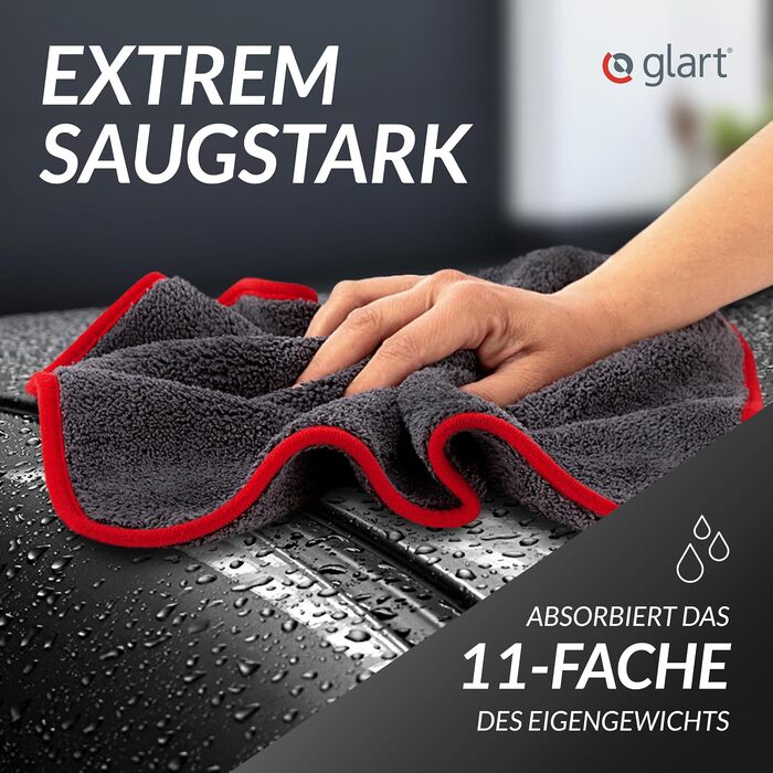 Мікрофібра для автомобіля Glart 443TPO4, 12 шт, 40x40 см, 600 GSM, серветки для полірування та чистки авто, червоні