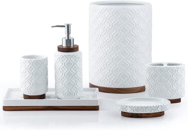 Набір аксесуарів для ванної кімнати керамічний 4 предмети в ретро стилі, дозатор для мила та тримач для зубних щіток, мармур
