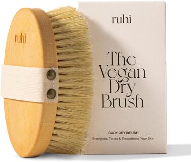 RUHI Body Brush/Dry Brush VEGAN/ 100% Natural Sisal Bristles (HARD)/ handcrafted in Germany, FSC-certified beechwood & plastic-free for dry brushing massage (dry brush) against cellulite
