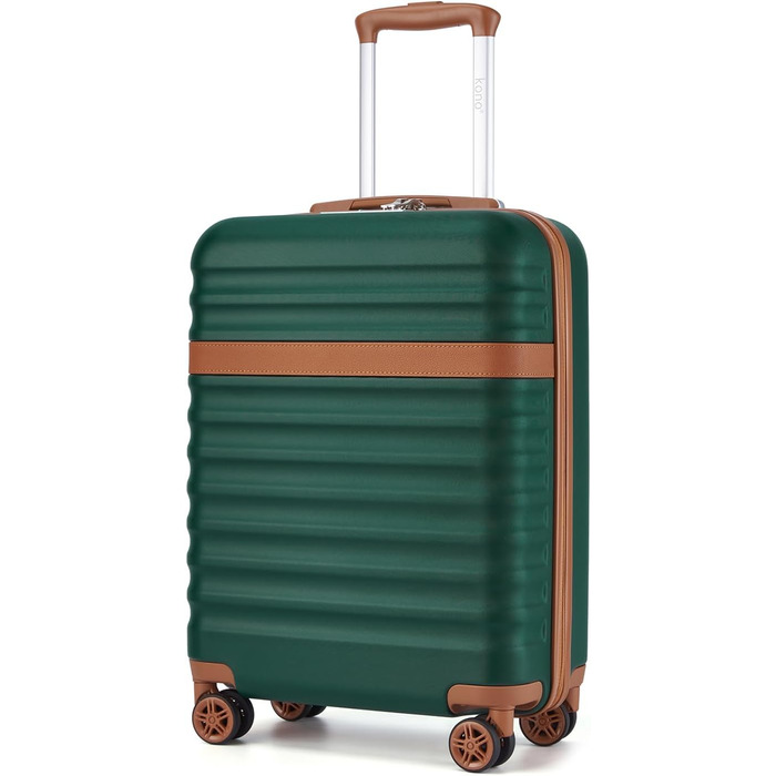 Чемодан-валіза KONO Trolley XL з ABS+PC, 4 колеса, TSA-замок (кремовий/коричневий) та M(55см) темно-зелений/коричневий