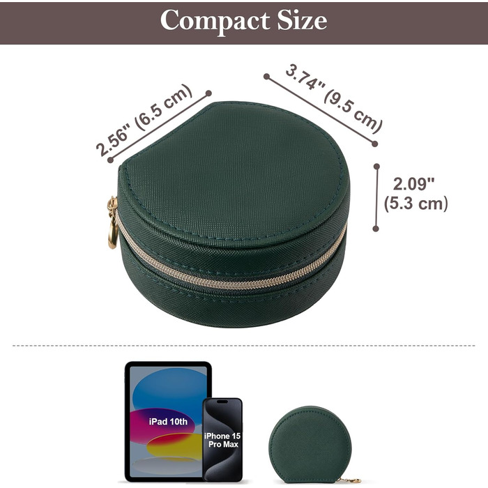 ProCase Компактне футляру для прикрас з PU-шкіри, зелене (9x10x4.2 см)
