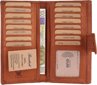 Benthill Large Wallet for Women Leather | Large Card Holder Wallet | Long Wallet with RFID Protection | Genuine Leather Women's Purse including Gift Box, Color: Brown