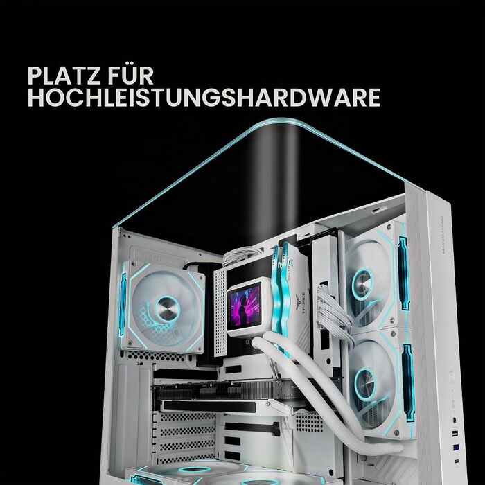 Ігровий корпус Mars Gaming MC-3TCORE MC-INFINIO LITE ATX, панорамне скло, підтримка рідкого охолодження, білий