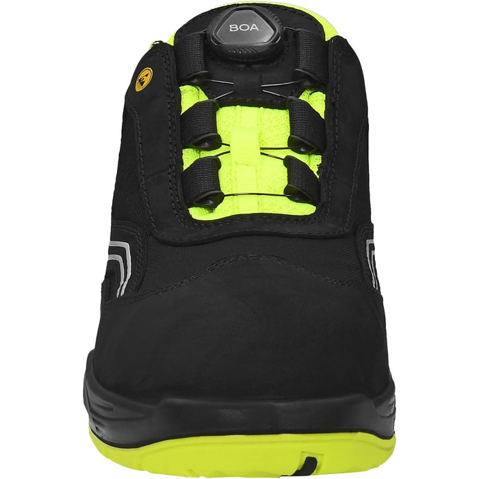 Черевики безпеки ELTEN AMBITION BOA Low ESD S2, чоловічі, шкіра/текстиль, сталевий капок, легкі, спортивні, чорний/жовтий, розмір 44