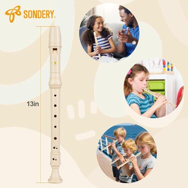 Блокфлейта сопрано Sondery, німецька аплікатура, для початківців, з таблицею грипу та чохлом (барокко)