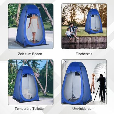 Outsunny Pop-Up Shower Tent Toilet Tent - Portable Outdoor Changing Room & Privacy Shelter with Carry Bag - 126x124x189cm