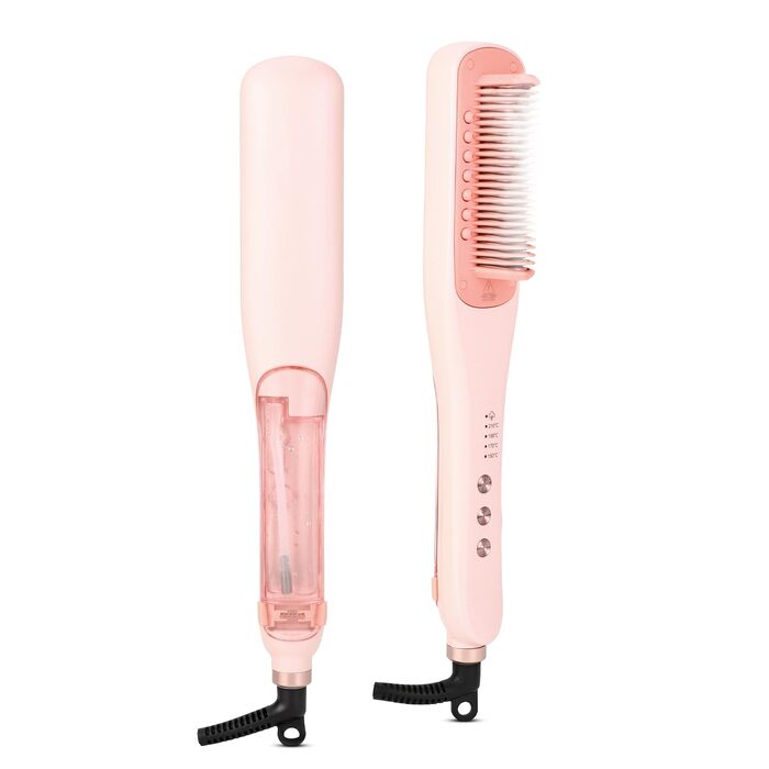 Випрямляч для волосся-щітка Dampf-Haarglätter Bürste 3-Temp. | PTC, швидкий нагрів, для всіх типів волосся (рожевий)