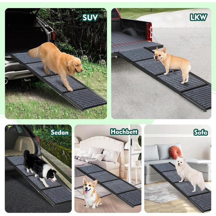 Рампа для собак 180x50 см, складна, з антиковзким килимком, для авто, SUV та вантажівок. Підходить для середніх та великих собак