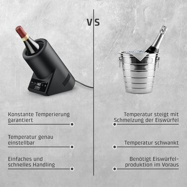 CASO VinoCase Black Single Bottle Wine Cooler - Quiet Operation, 5-18°C Temp