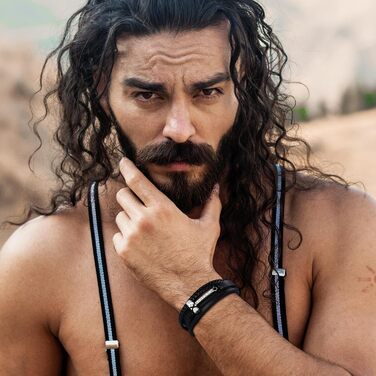 Чоловічий браслет Flongo з плетеного шкіряного шнура, стилі вікінгів, з амулетом Тора (молот), регульований, з застібкою, подарунок для чоловіків