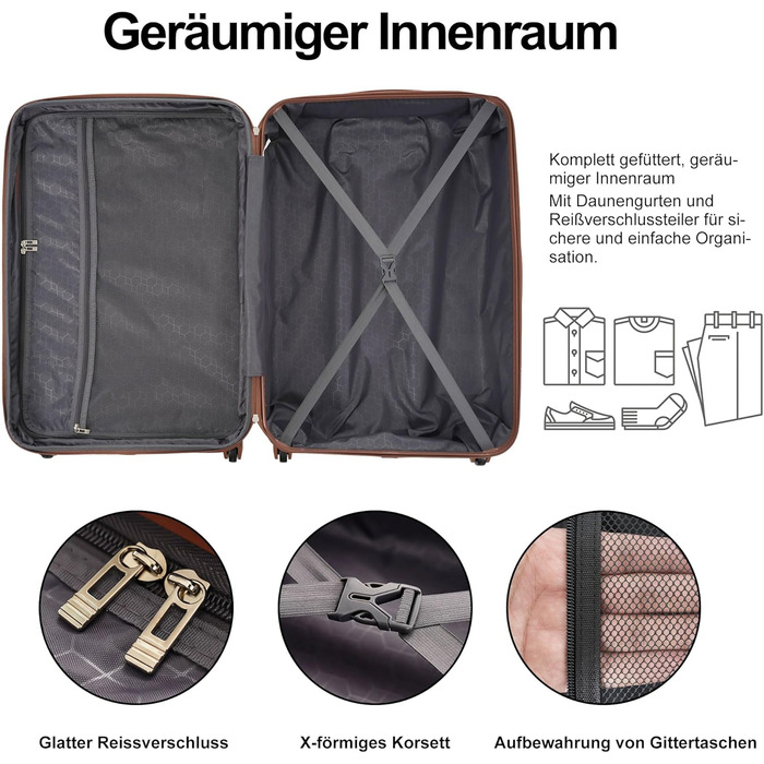 Набір валіз Merax (3 шт) з ABS-пластику, L-XL, з TSA-замком, розширюваний, з культурою та сумкою для подорожей (зелений)