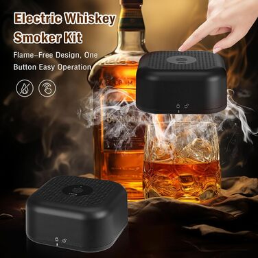 Електричний набір для копчення коктейлів та віскі з 6 дерев'яними стружками. Безпаливний аксесуар для напоїв. Подарунок для чоловіка/батька