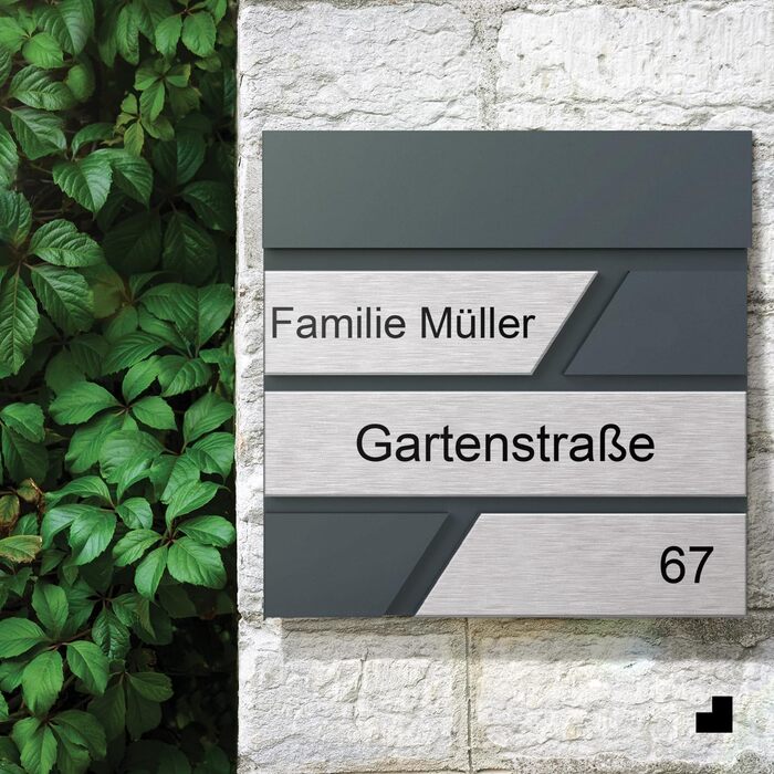 Поштовий ящик для газет Anthrazit з іменним шильдиком Julia Standard UV - настінний, порошкове покриття RAL 7016, 37x37 см