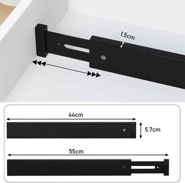 Ruichang 4-Piece Bamboo Drawer Dividers Adjustable (44-55 x 1.5 x 5.7 cm, Black), Drawer Dividers for Kitchen, Drawer Organizers for Kitchen Drawers