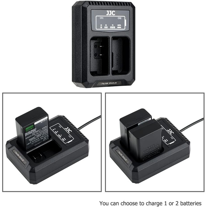 Зарядний пристрій Dual USB для цифрових камер Nikon (Z7, Z6, D850, D810A, D810, D800E, D800, D750, D610, D600, D500, D7500, D7200, D7100, D7000) з акумуляторами EN-EL15 / EN-EL15A / EN-EL15B