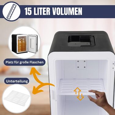 Sommertal KS15 Mini Refrigerator, cooling and heating, 15L capacity, 230V for room outlet and 12V DC for car, beer refrigerator, beverage refrigerator, small portable minibar